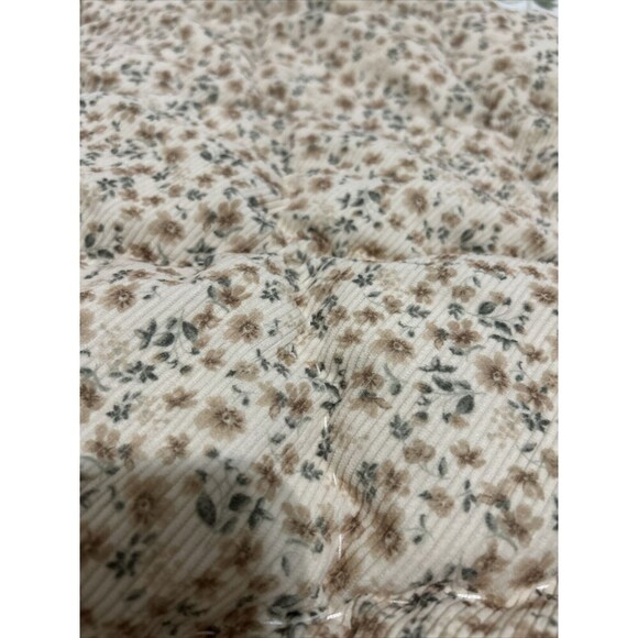 Pottery Barn Brown Green Floral  Print  Corduroy European Shams - Set of 2 28x20 - Picture 11 of 11